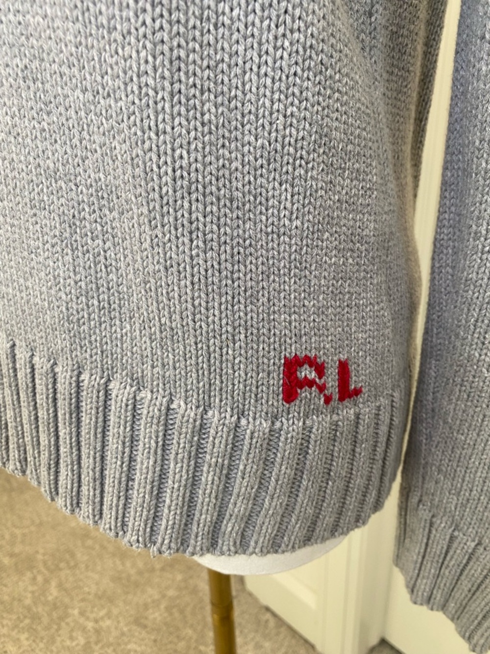 Polo Ralph Lauren Gray American Flag Sweater 100% Cotton Women’s XS Youth 16 - Picture 4 of 10